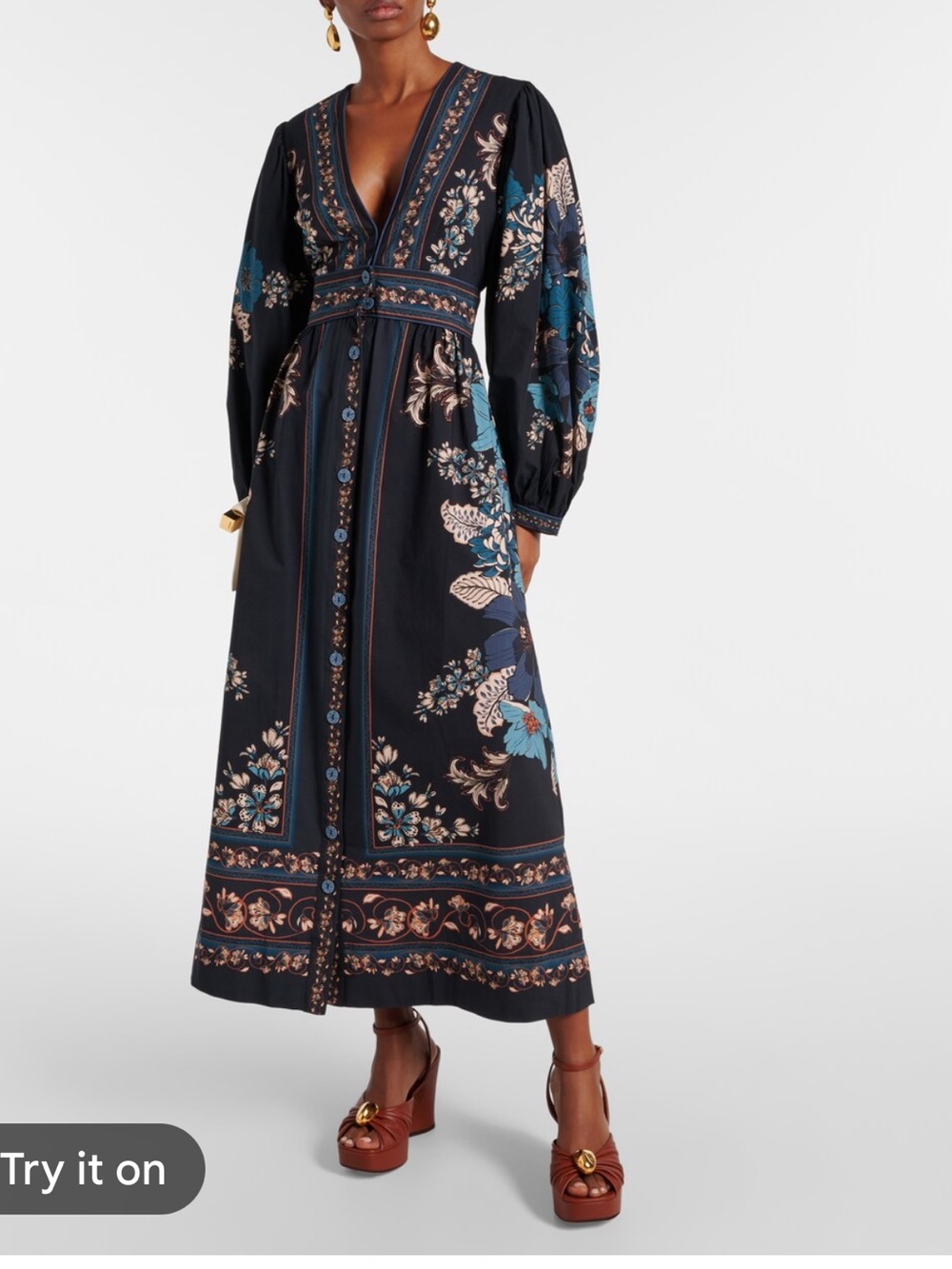 Caroline Constas 🔥 Blossoms Tapestry MIDI dress